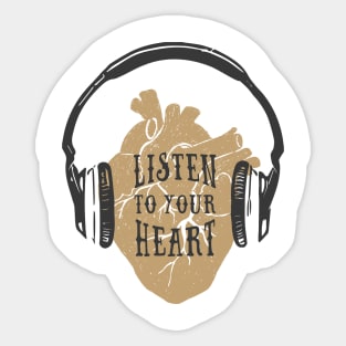 Listen To Your Heart. Motivational Quote.Creative Illustration Sticker